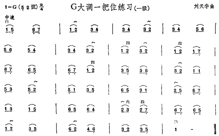 G大调一把位练习(八字歌谱)1