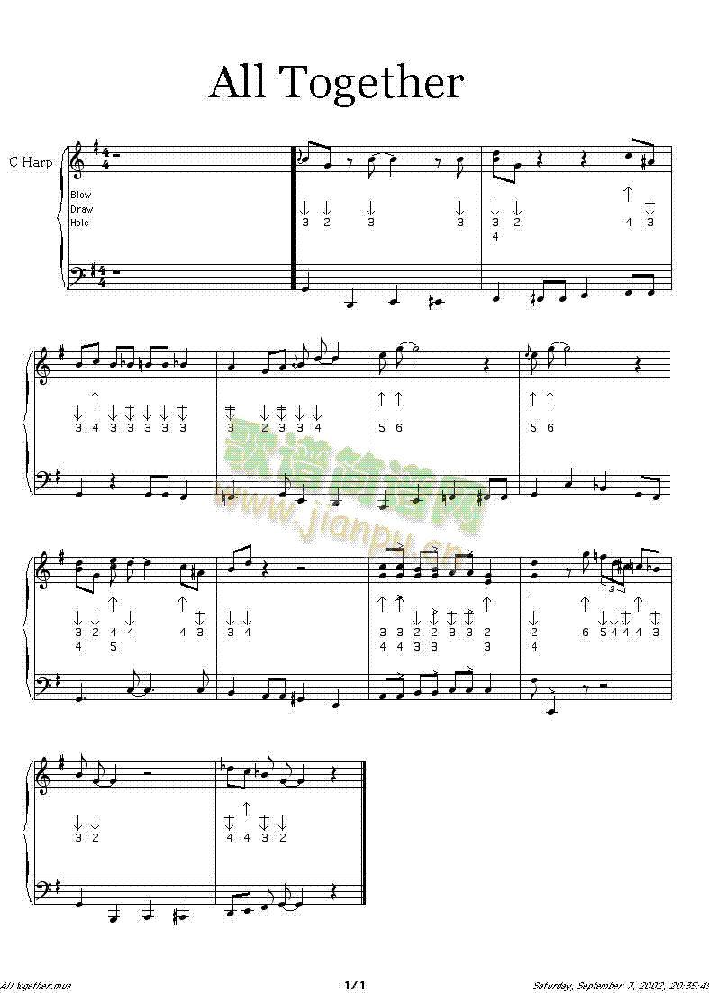 alltogether口琴谱(其他乐谱)1
