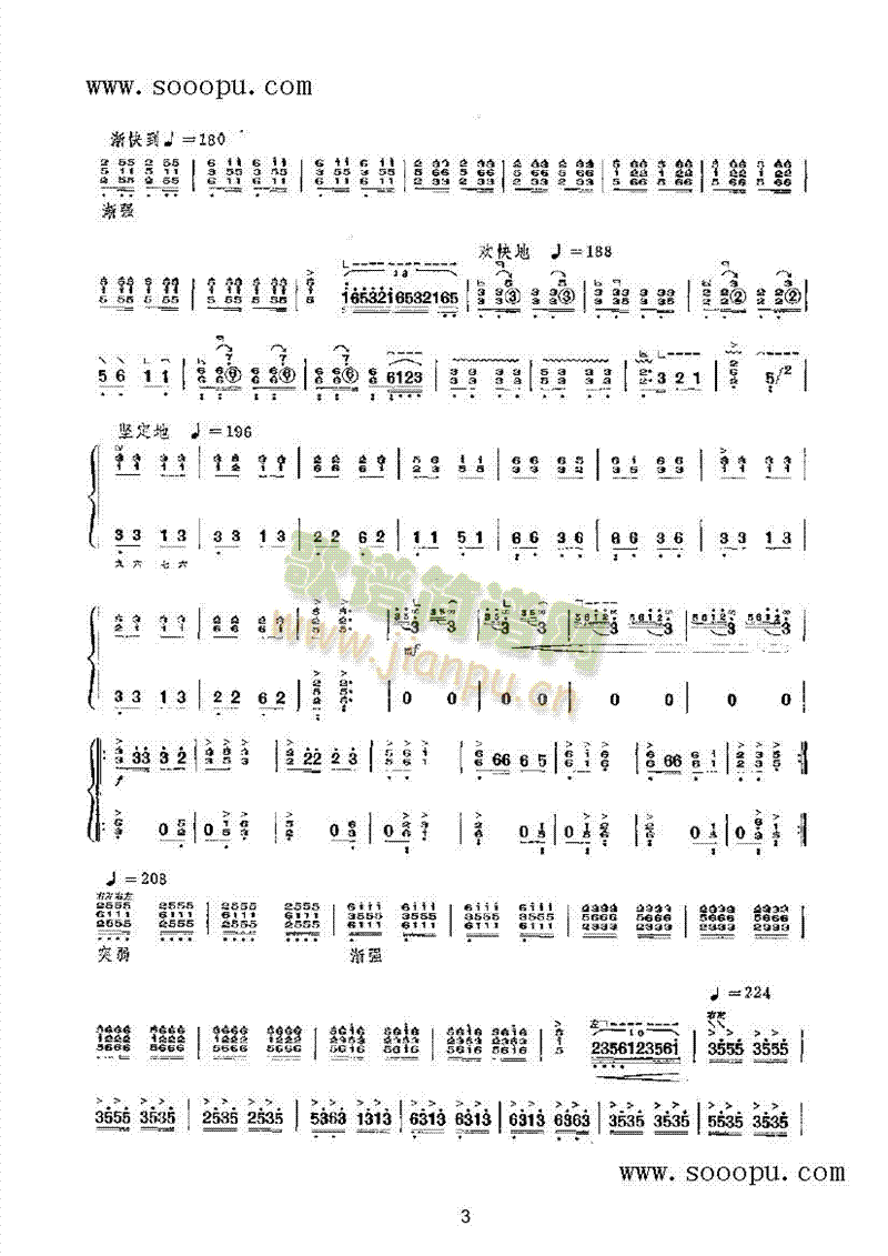 英雄们战胜大渡河民乐类古筝(古筝扬琴谱)3