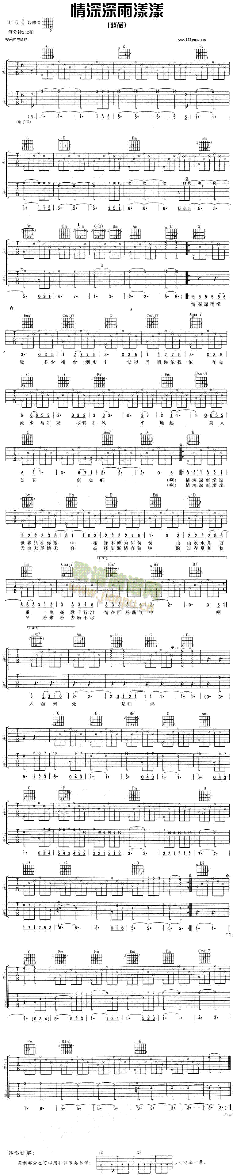 情深深雨蒙蒙(吉他谱)1