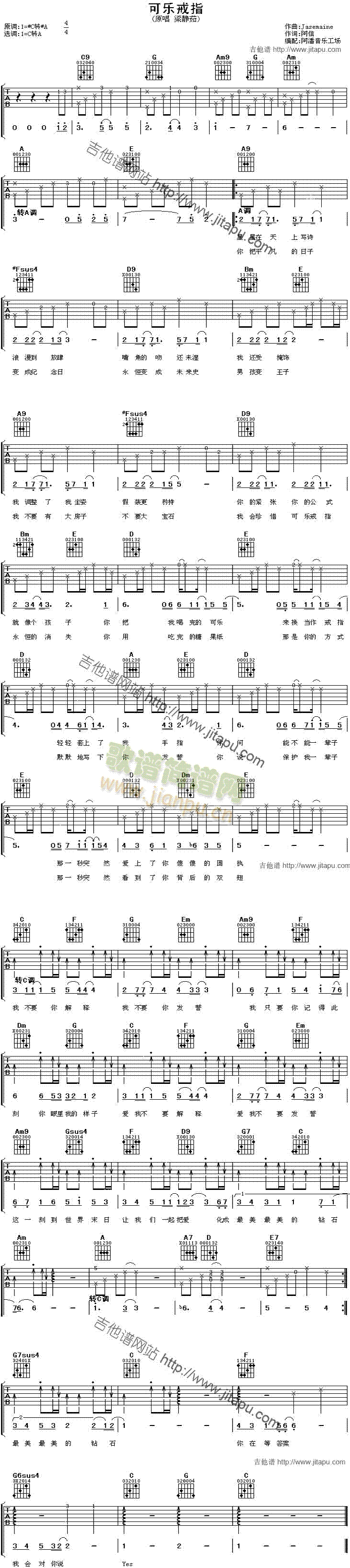 可乐戒指(吉他谱)1