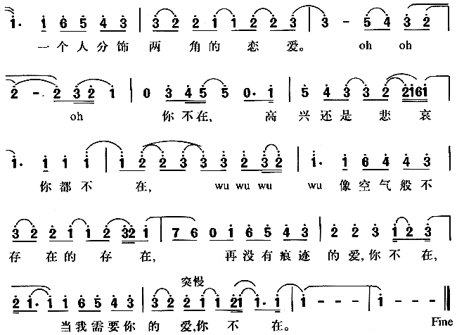 你不在(三字歌谱)3