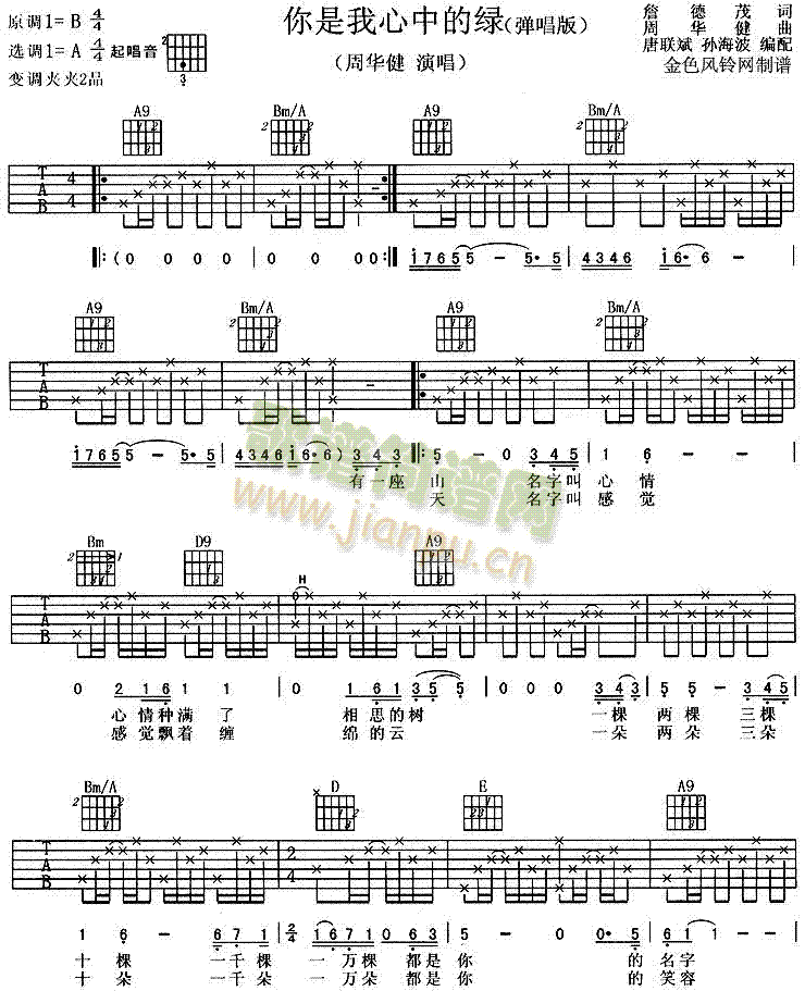 你是我心中的绿(吉他谱)1