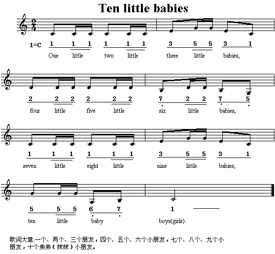 TenLittleBabies(英文歌谱)1