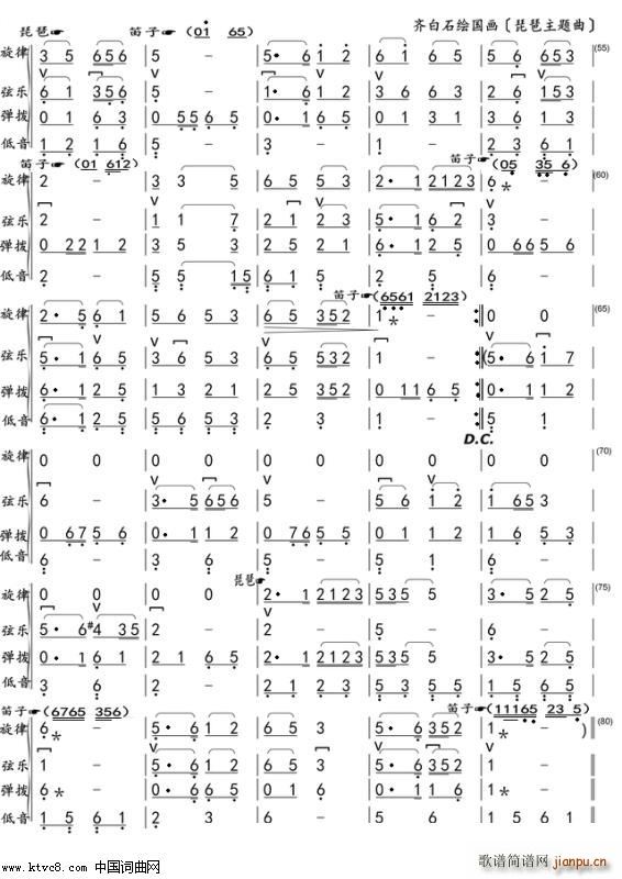 齐白石绘国画 王丽娟琵琶版 3(琵琶谱)1