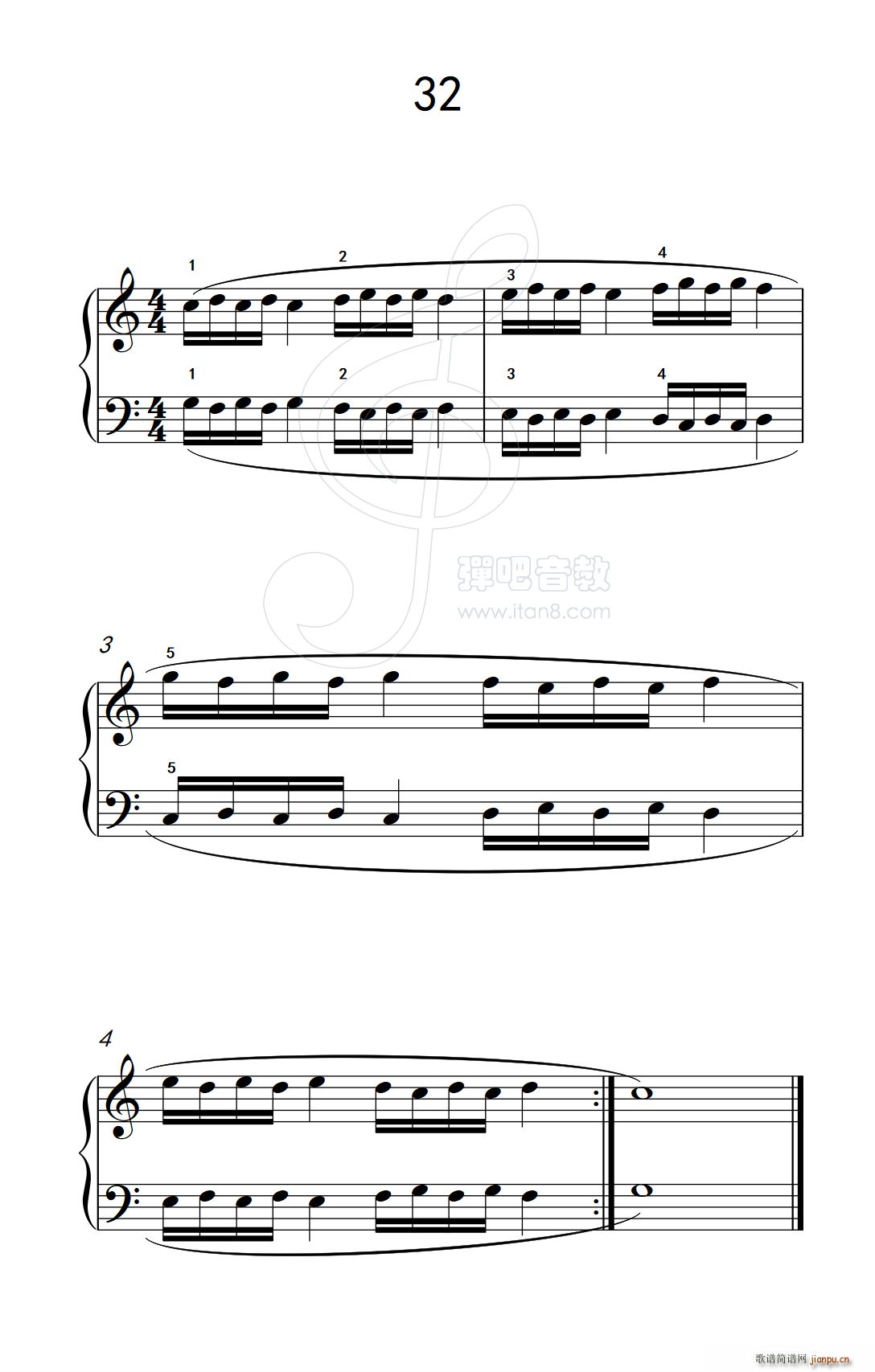 八 提高速度 增强手指灵活性的练习32 儿童钢琴手指练习 1(钢琴谱)1
