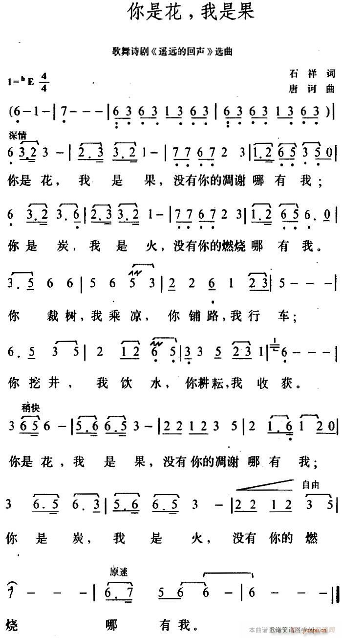 你是花 我是果(七字歌谱)1