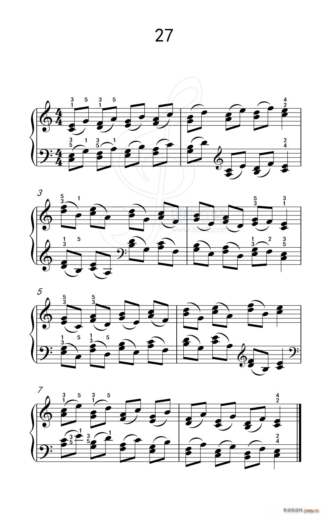 双音练习 27 儿童钢琴手指练习 2(钢琴谱)1