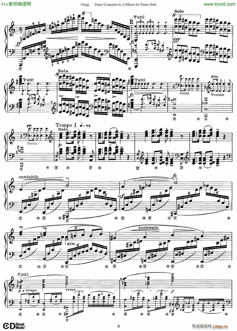 Grieg Piano Concerto solo arr 2 byGrieg(钢琴谱)8