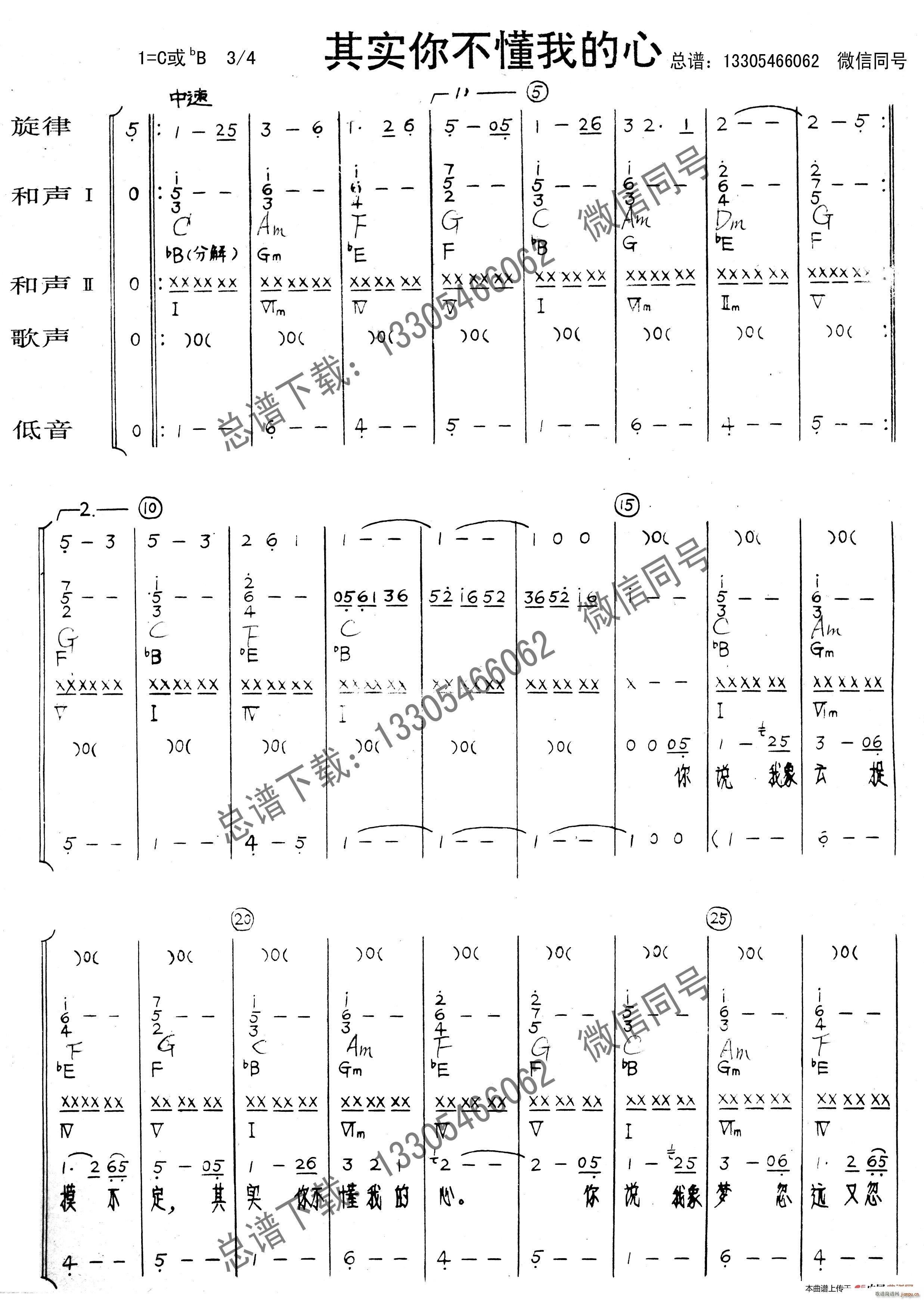 其实你不懂我的心 乐队(总谱)1