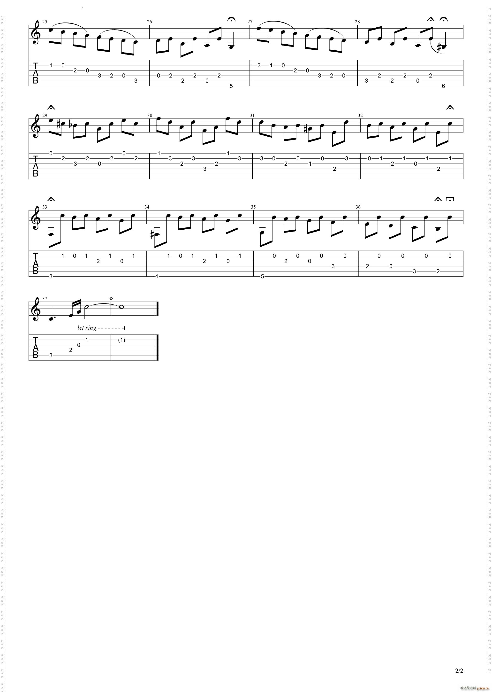 原神枫丹廷野外白天BGM巴洛克风格 致敬BWV1007(吉他谱)3