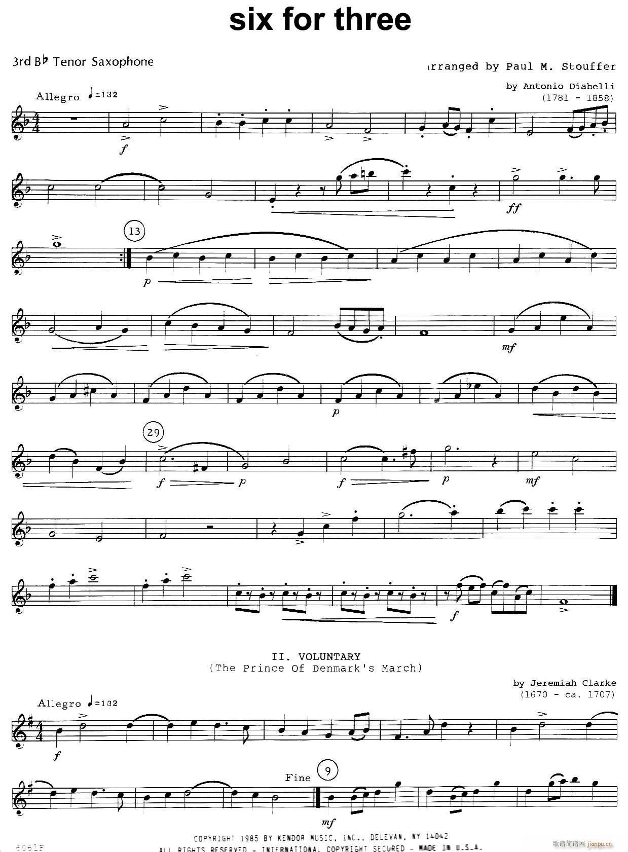 six for three 次中音三重奏第三萨克斯(总谱)1