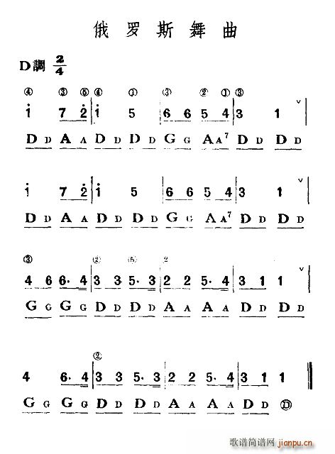 俄罗斯舞曲(五字歌谱)1