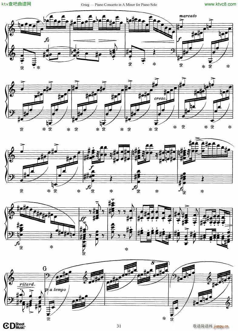 Grieg Piano Concerto solo arr 2 byGrieg(钢琴谱)31