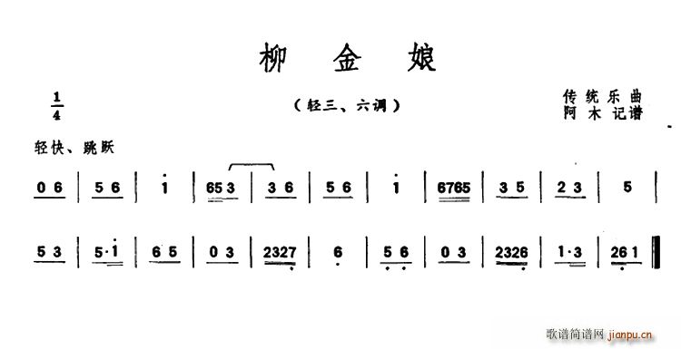 柳金娘 潮州音乐主旋律谱(十字及以上)1