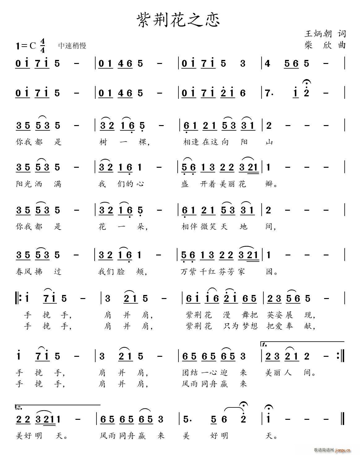 紫荆花之恋(五字歌谱)1
