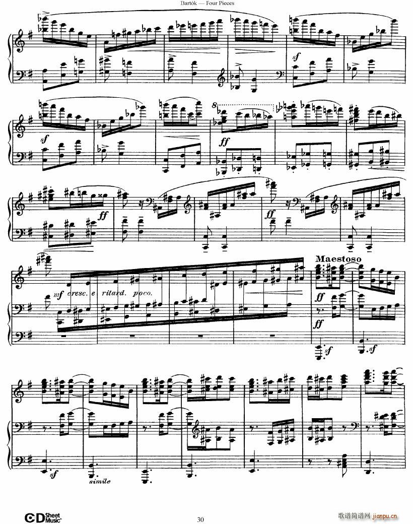 Bartok DD 71 Four Piano Pieces(钢琴谱)30