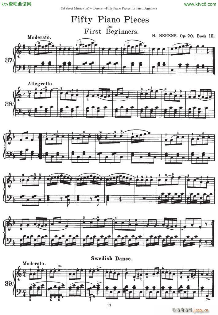 Berens op 70 50 Piano Pieces for Beginners(钢琴谱)13