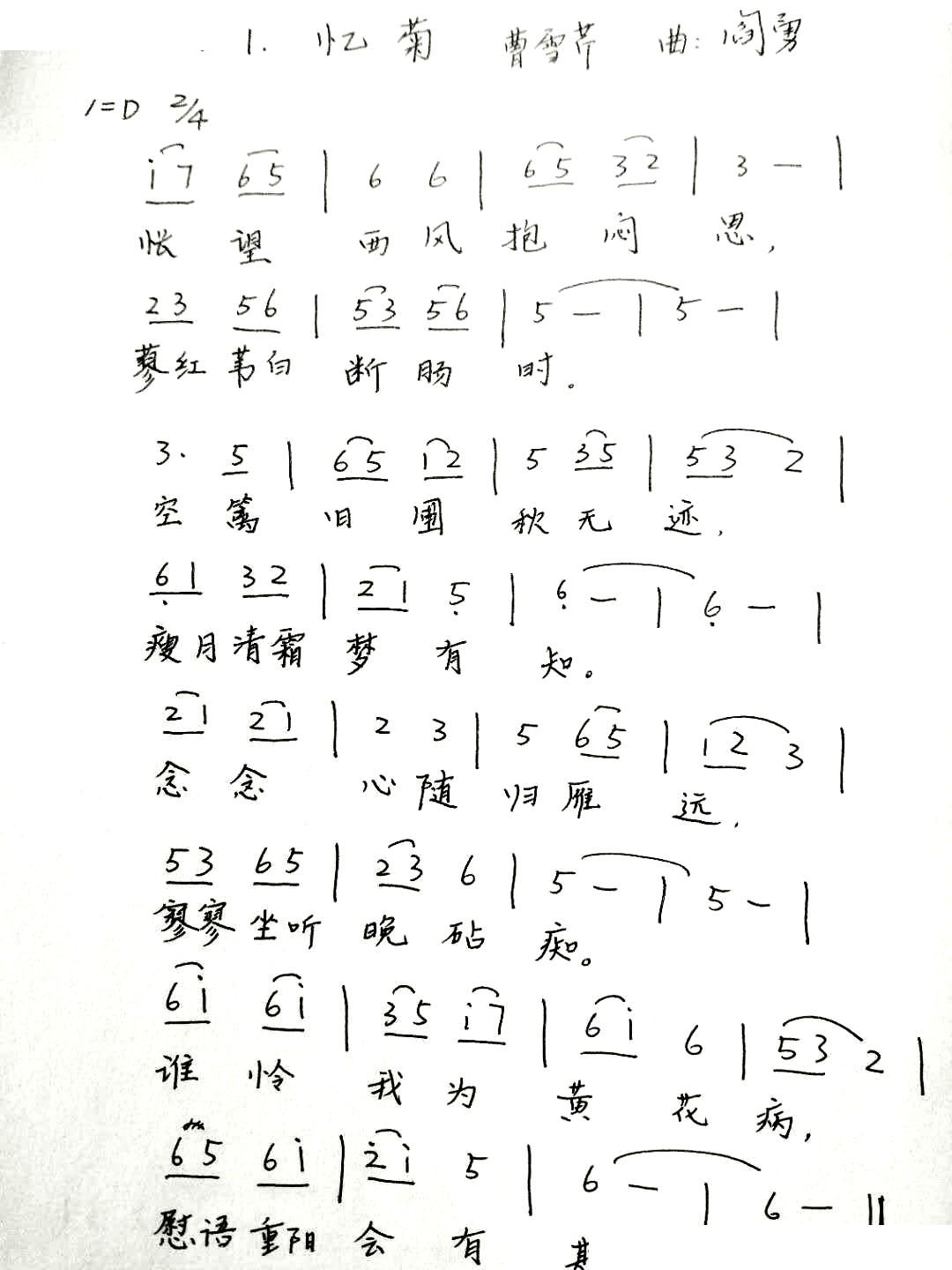 忆菊 红楼菊系列(八字歌谱)1