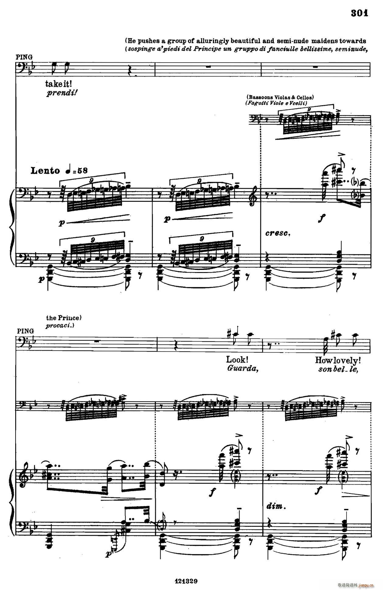 图兰朵公主 三幕五场歌剧 英意双语 全谱 钢琴伴奏谱 P312 334(钢琴谱)1