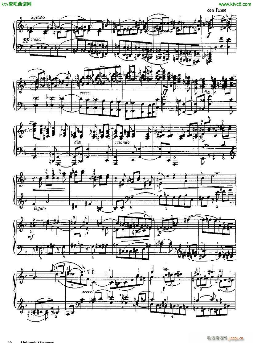 Glazunov Prelude and Fugue in D minor op 62(钢琴谱)6