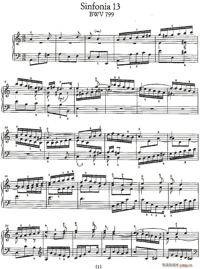 Sinfonia 13 BWV-799(十字及以上)1