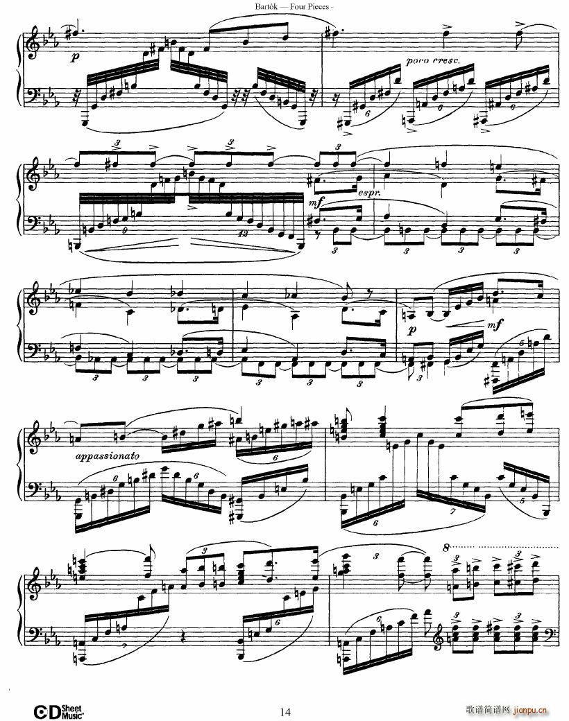 Bartok DD 71 Four Piano Pieces(钢琴谱)14