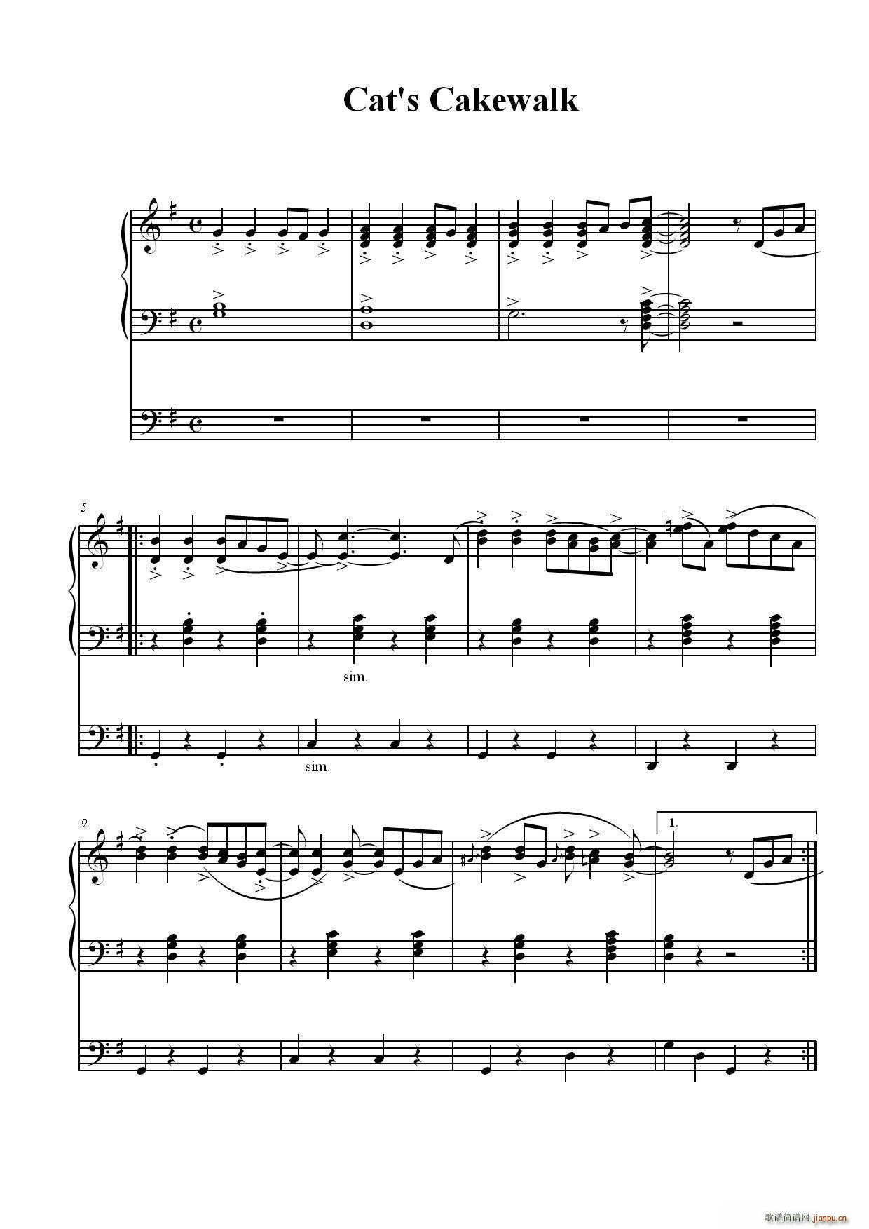 猫之步态舞(五字歌谱)1