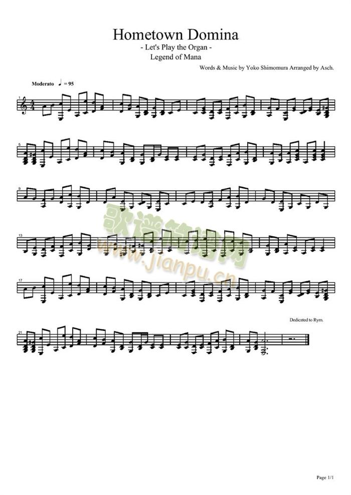 Hometown(钢琴谱)1