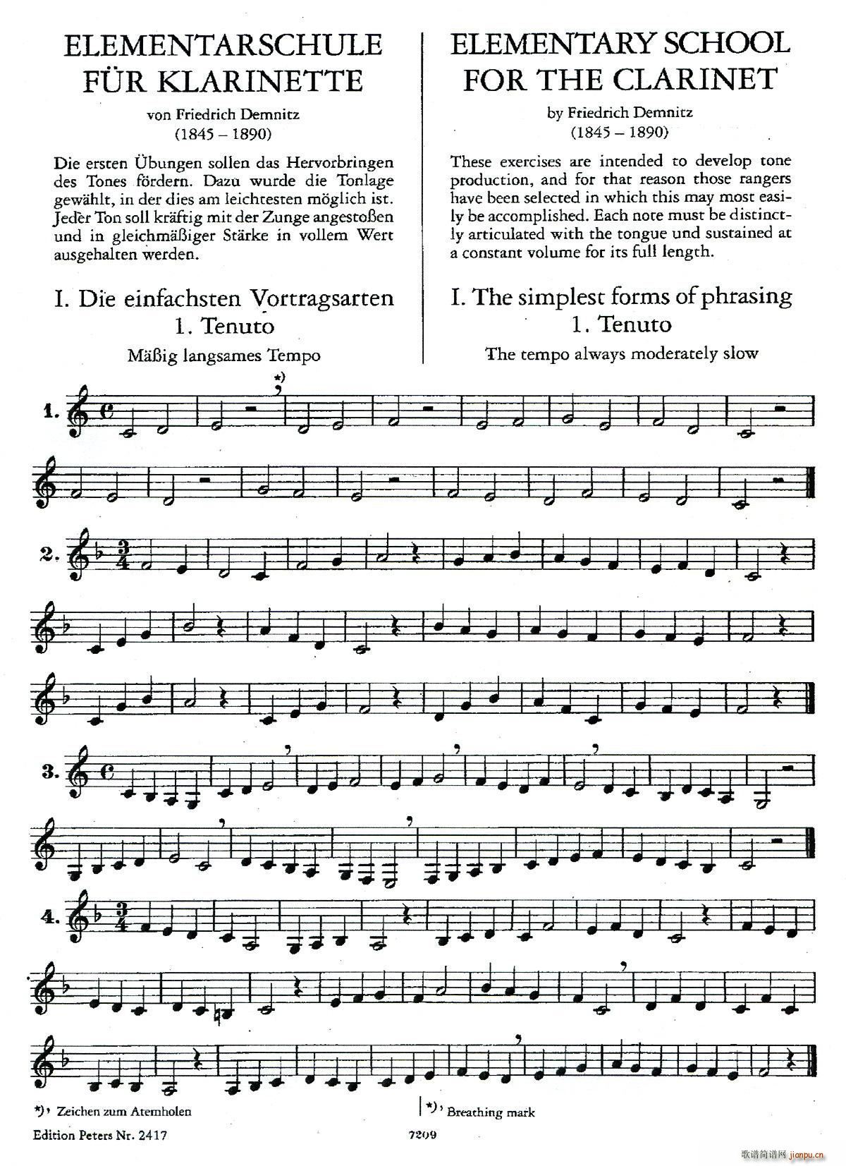 DEMNITZ 单簧管练习曲(单簧管谱)1