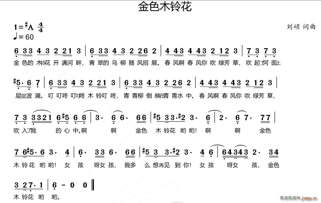 金色木铃花(五字歌谱)1