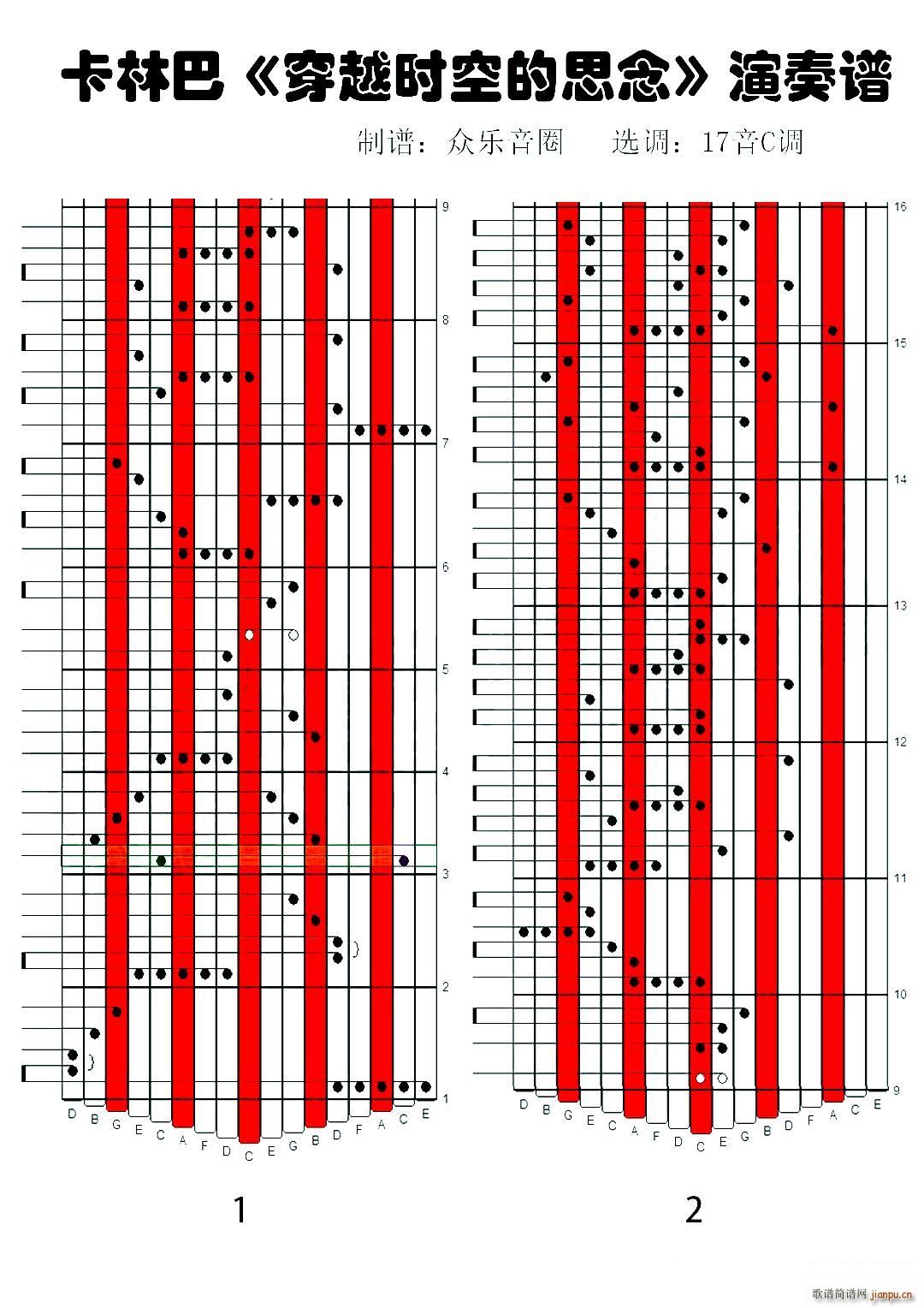 穿越时空的思念 拇指琴卡林巴琴演奏谱(十字及以上)1