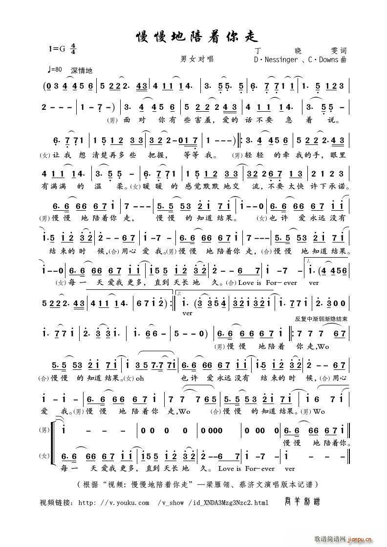 慢慢地陪着你走 视频 慢慢地陪着你走 梁雁翎 本(十字及以上)1