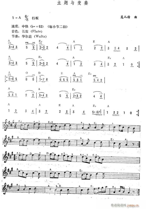 主题与变奏 简(电子琴谱)1