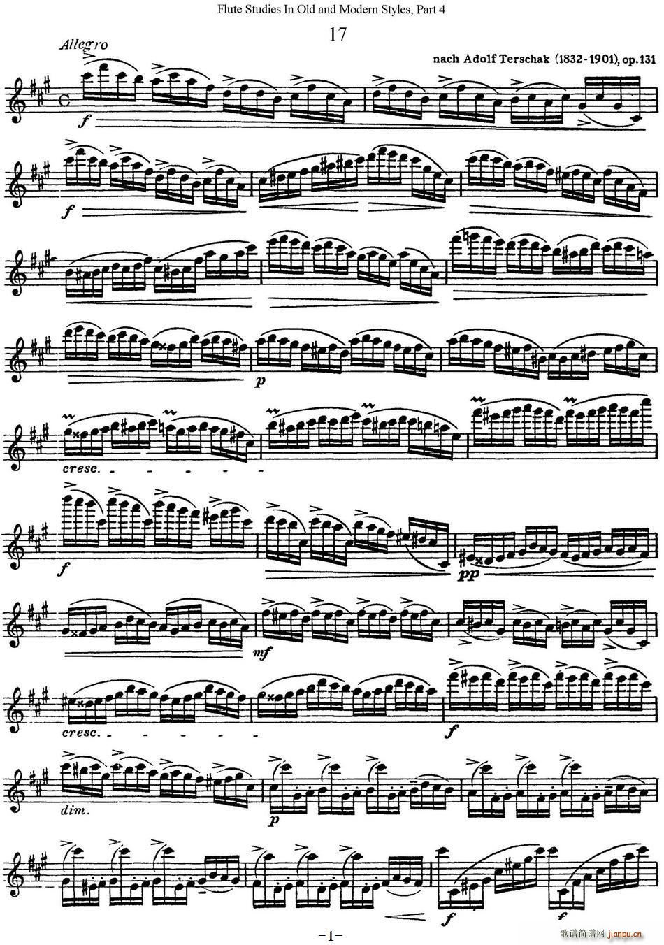 斯勒新老风格长笛练习重奏曲 第四部分 NO 17 NO 18(笛箫谱)1