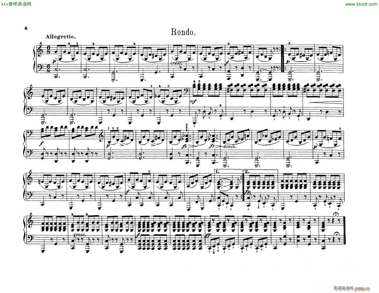 Anton Diabelli Sonates Mignonnes Op 150 Rondeau(钢琴谱)9