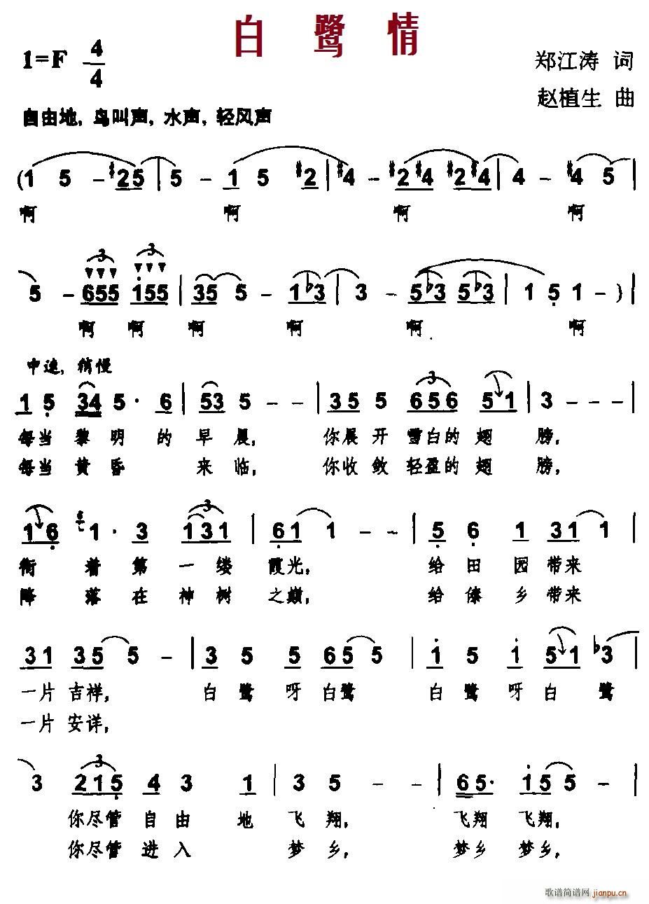 白鹭情(三字歌谱)1