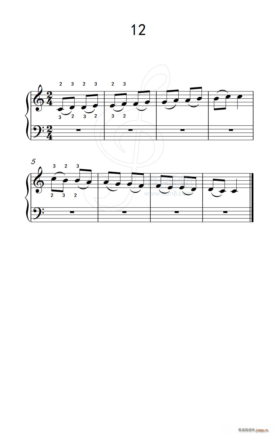 连音练习 12 儿童钢琴手指练习 2(钢琴谱)1