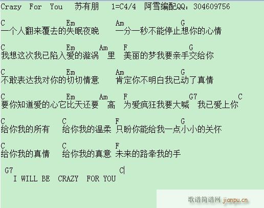 crazy for you(吉他谱)1