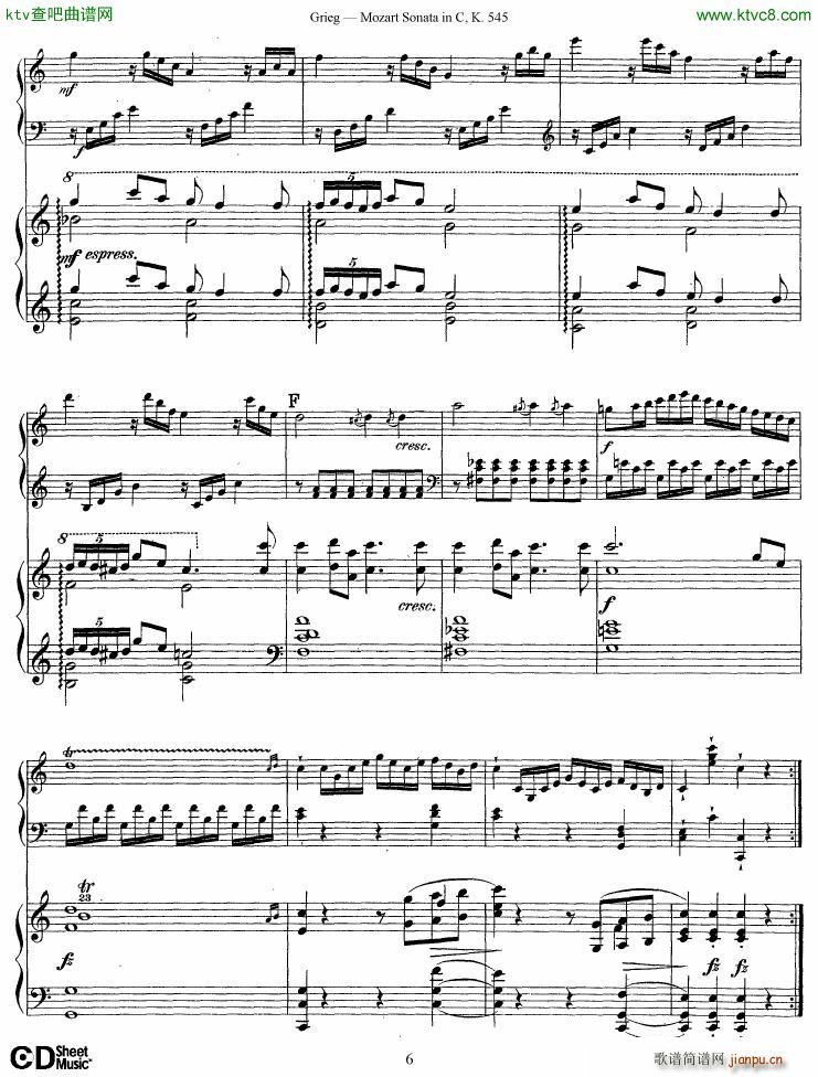 Grieg Mozart sonata KV545 2 pianos(钢琴谱)6