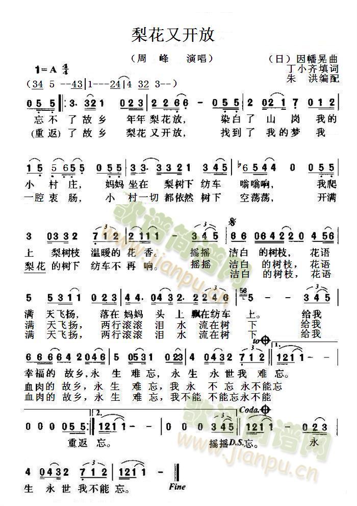 梨花又开放(五字歌谱)1