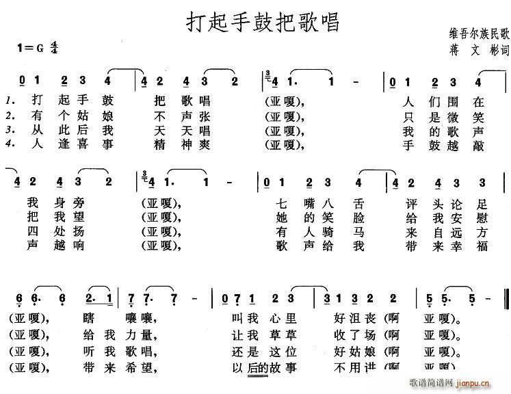 打起手鼓把歌唱(七字歌谱)1