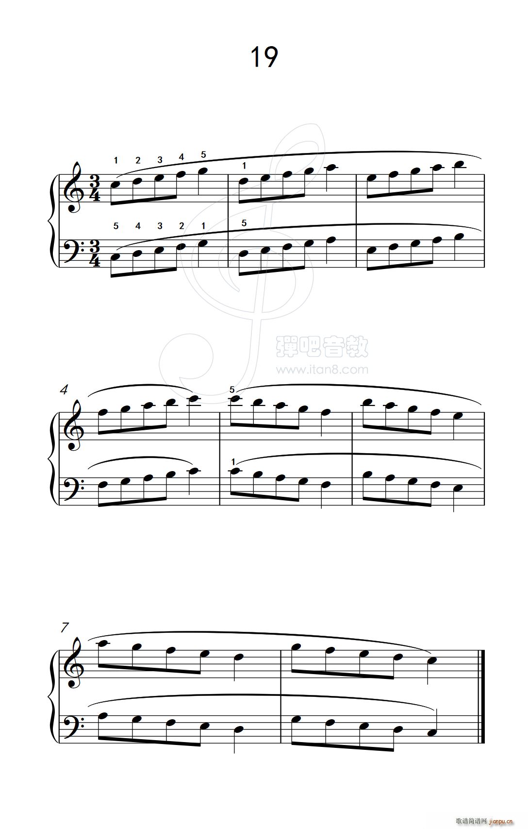 五 长句子的连奏19 儿童钢琴手指练习 1(钢琴谱)1