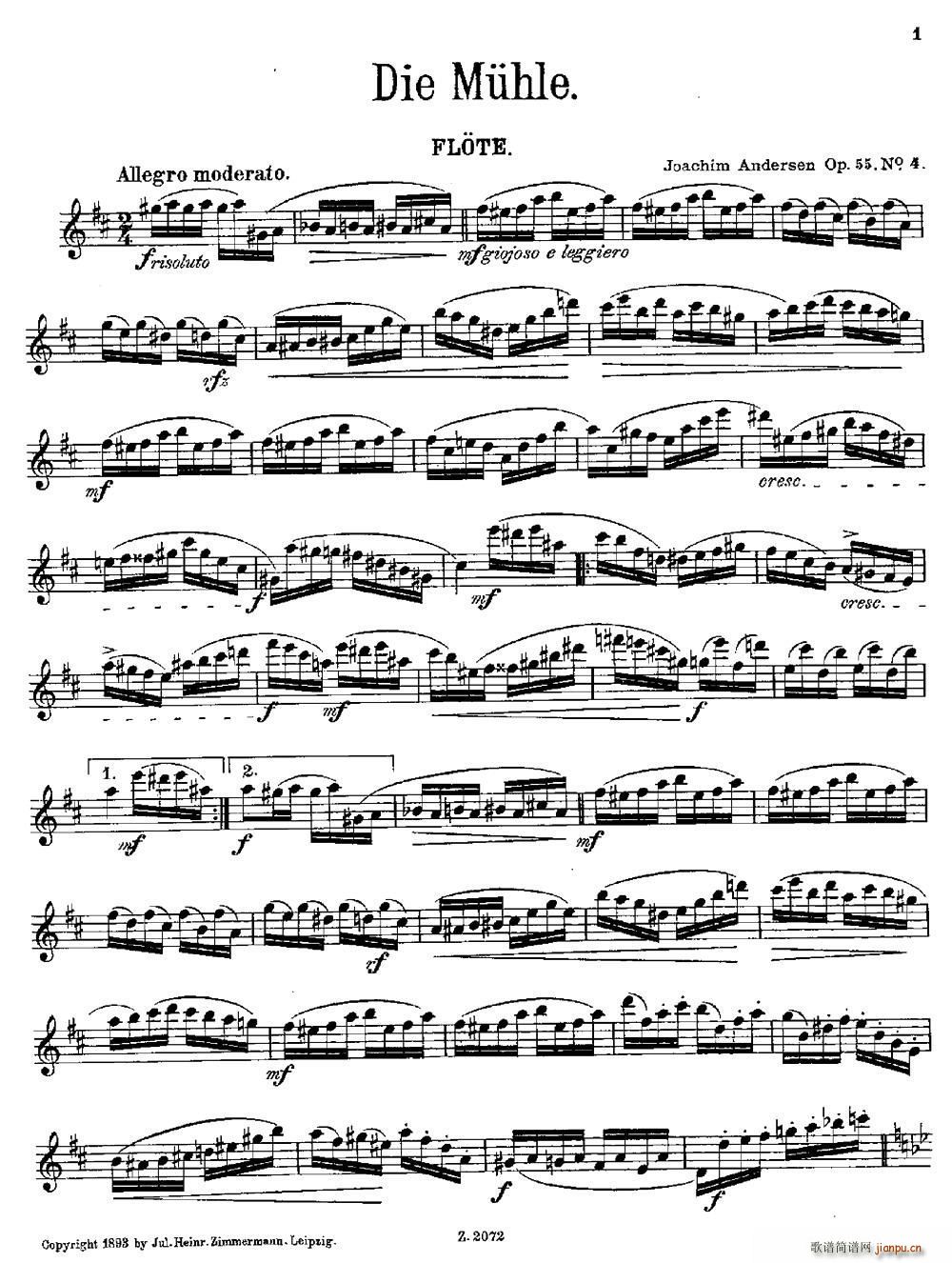 Die Mühle Op 55 No 4(笛箫谱)1
