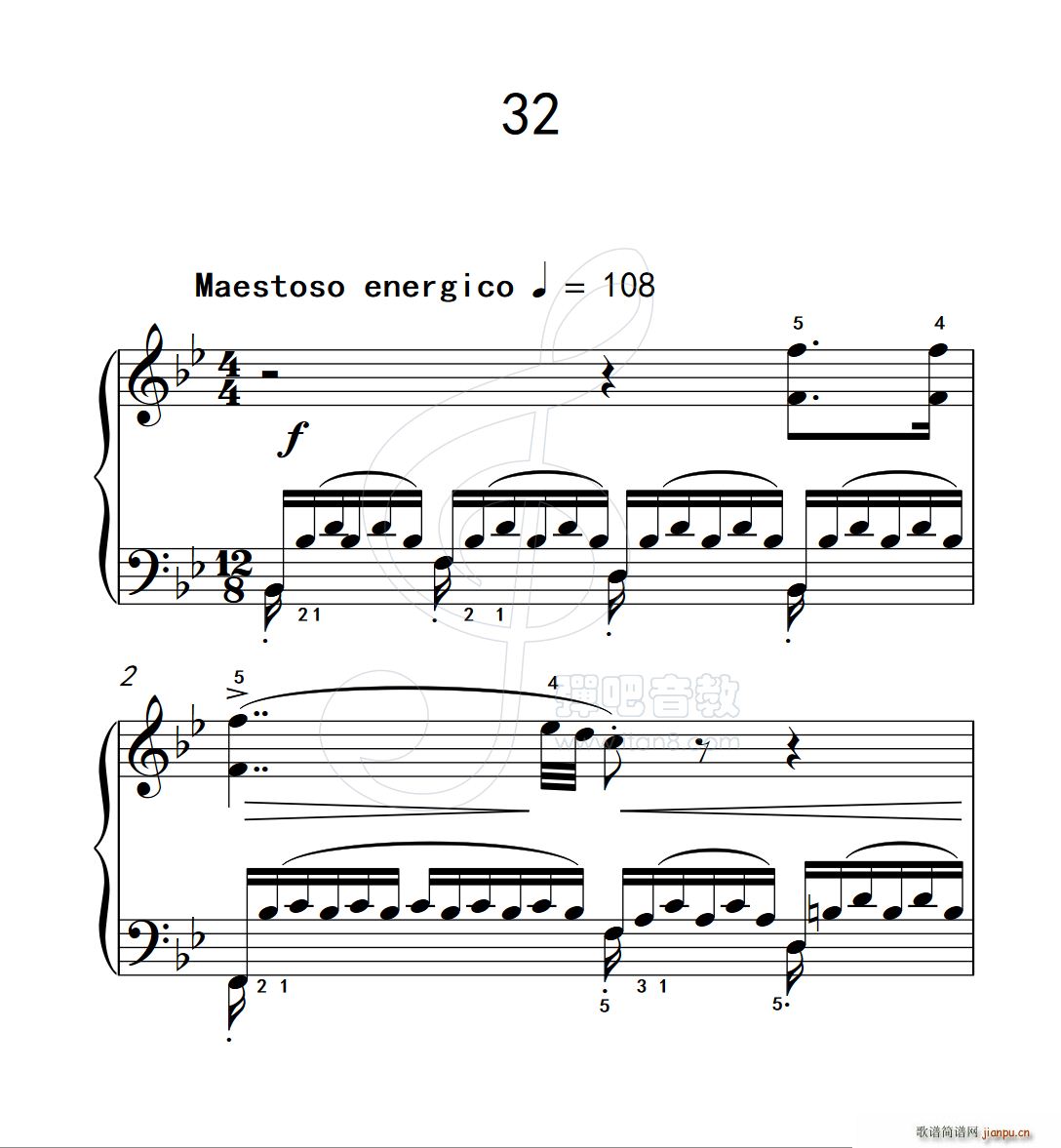 练习曲 32 克拉莫钢琴练习曲60首(钢琴谱)1