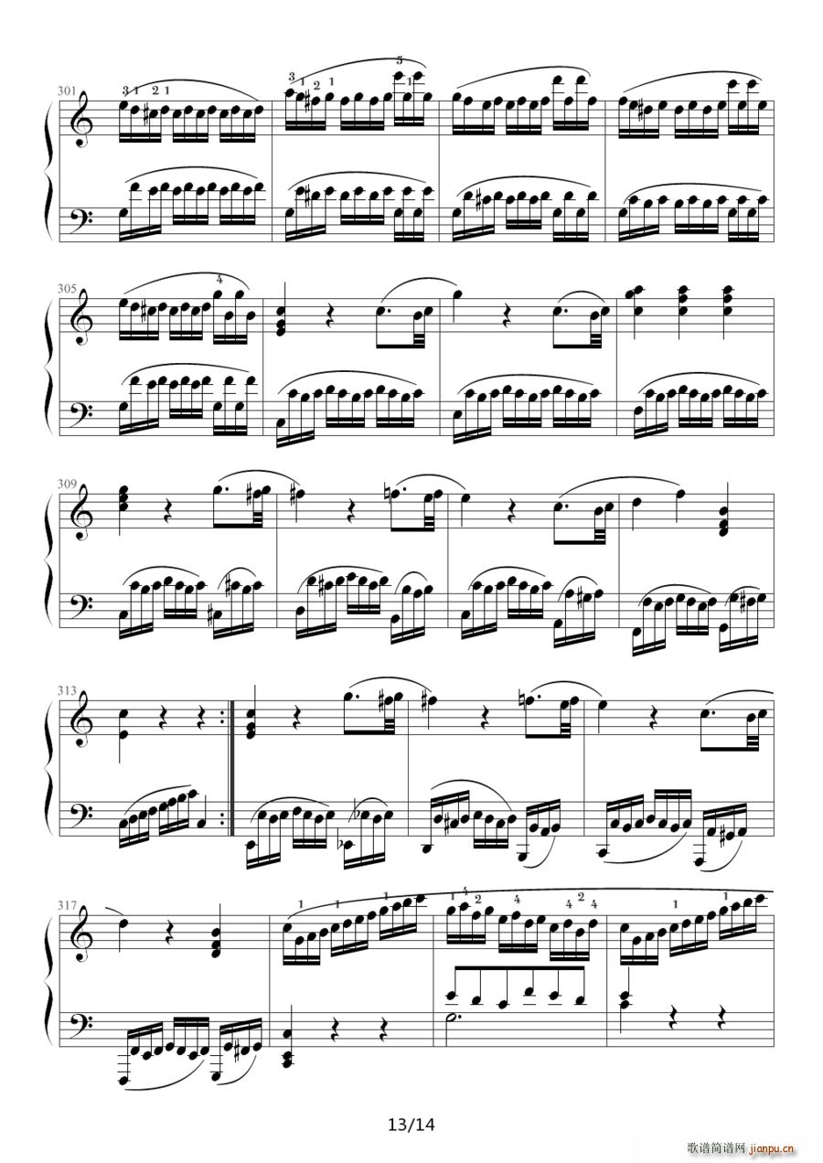 小星星变奏曲 K 265 带指法 Mozart 莫扎特(十字及以上)11