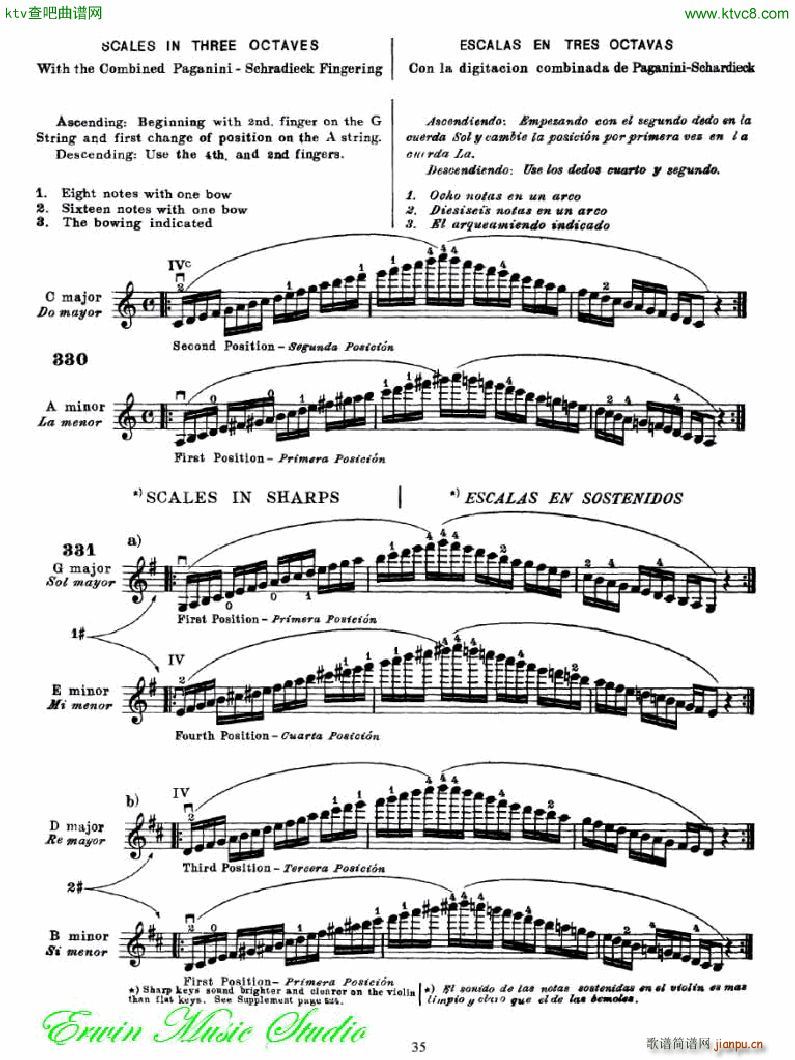 麦亚班克小提琴演奏法第五部分 第六和第七把位的位置3(小提琴谱)5