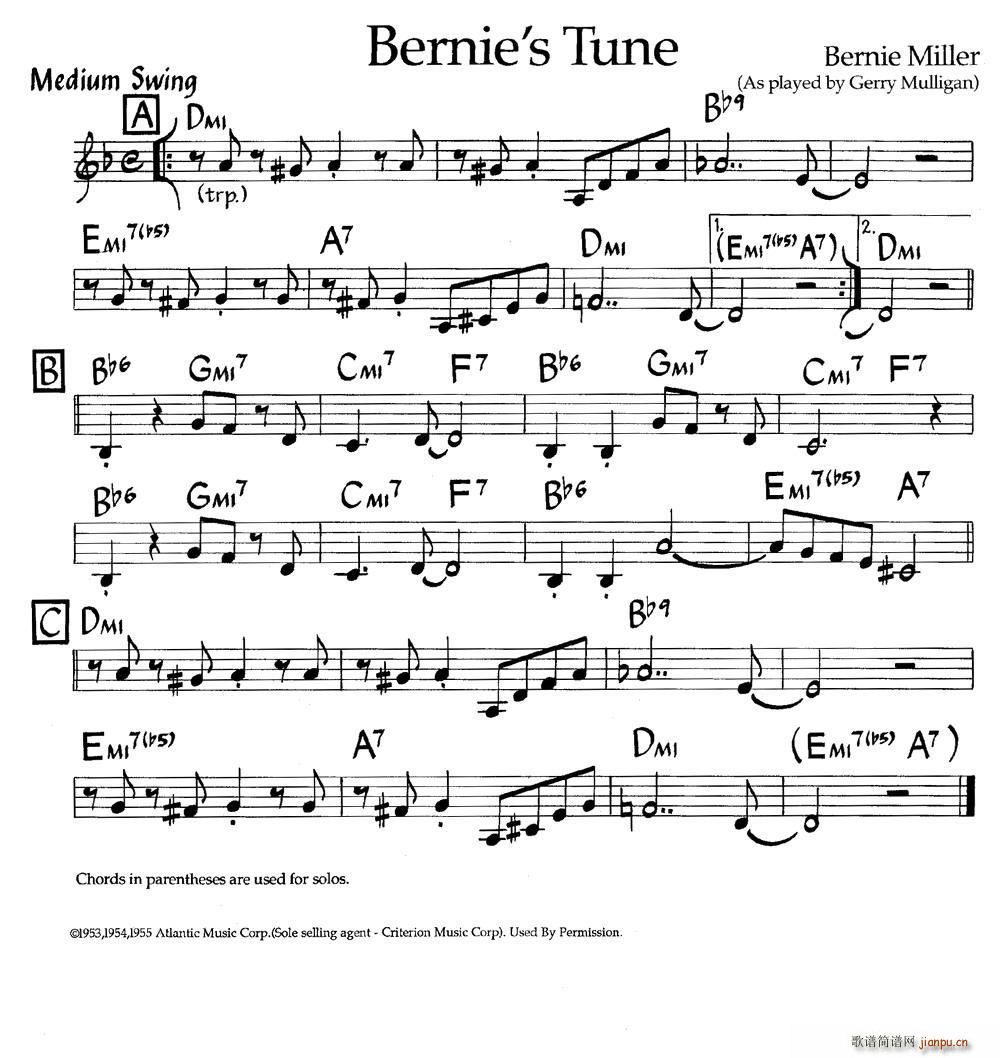 Bernie s Tune 爵士钢琴曲(钢琴谱)1