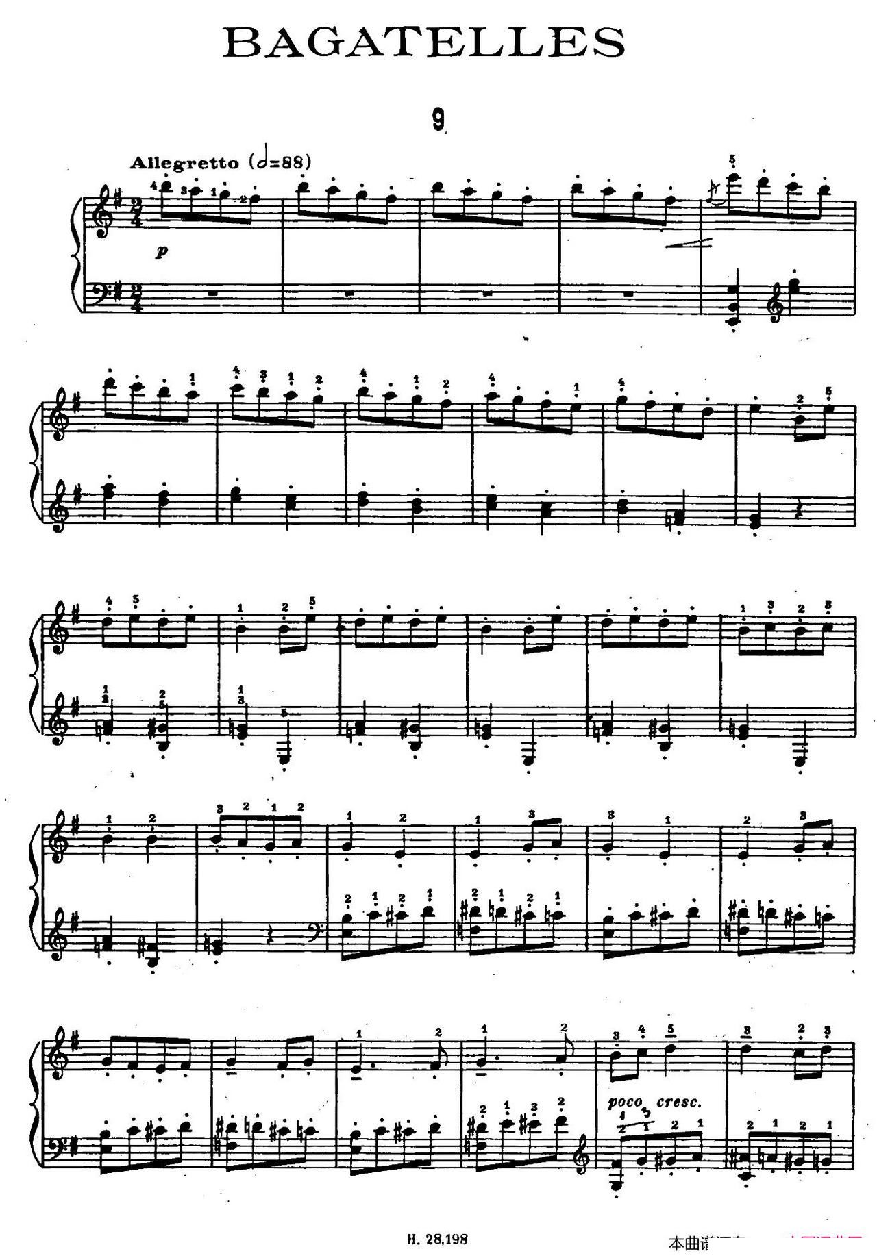 Ten Bagatelles Op 5 10首小品 9 e小调(十字及以上)1