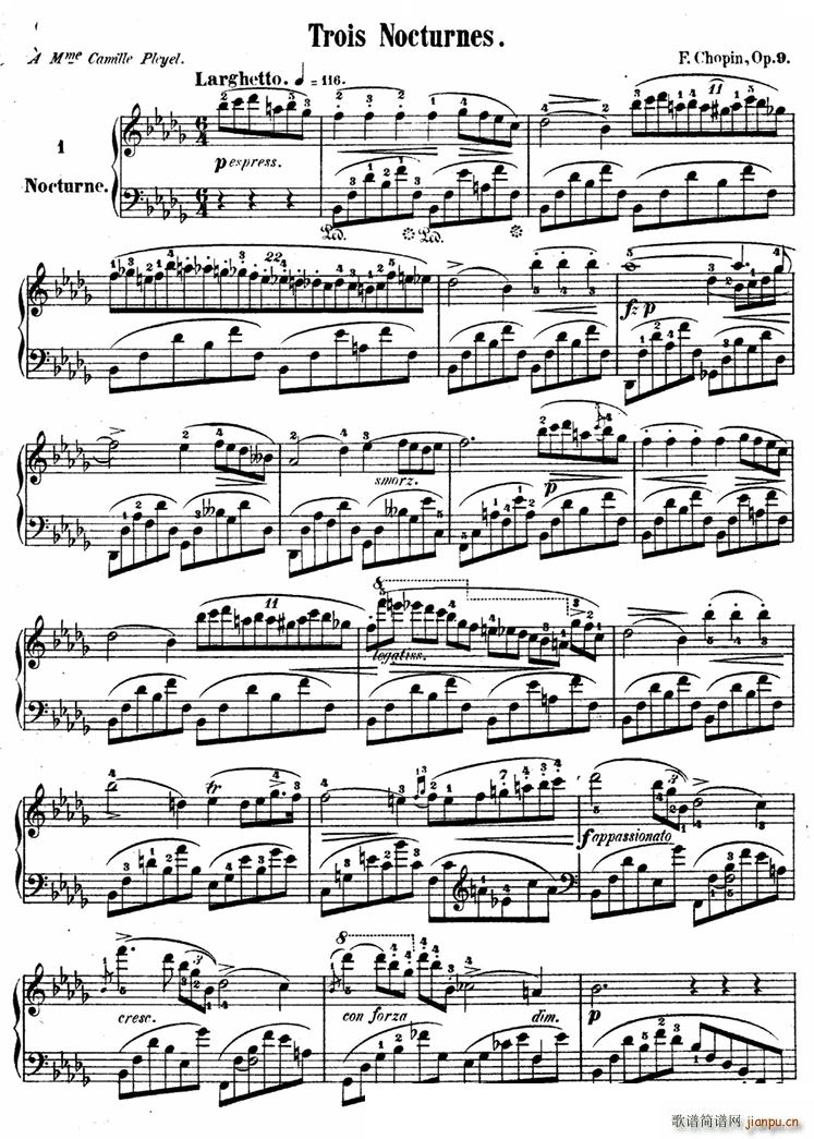 夜曲 献给卡米尔 普莱耶尔夫人(钢琴谱)1